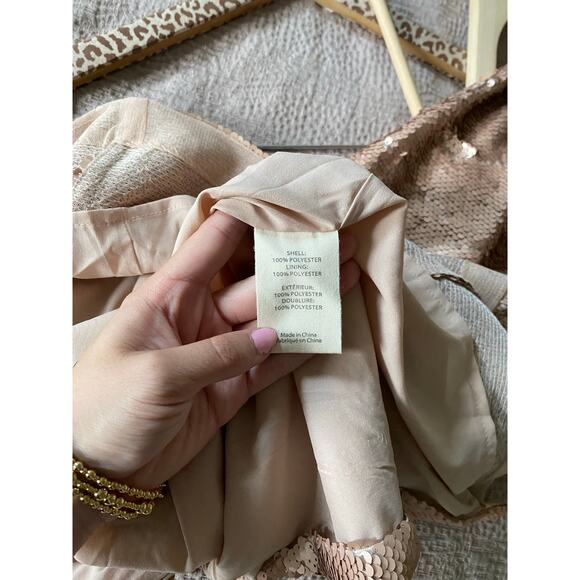 L'AGENCE Femme Sequin Cutout Midi Rose Gold Dress Size 0 - Picture 9 of 9